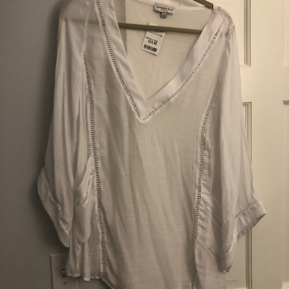 White Semi See-Through Coverup